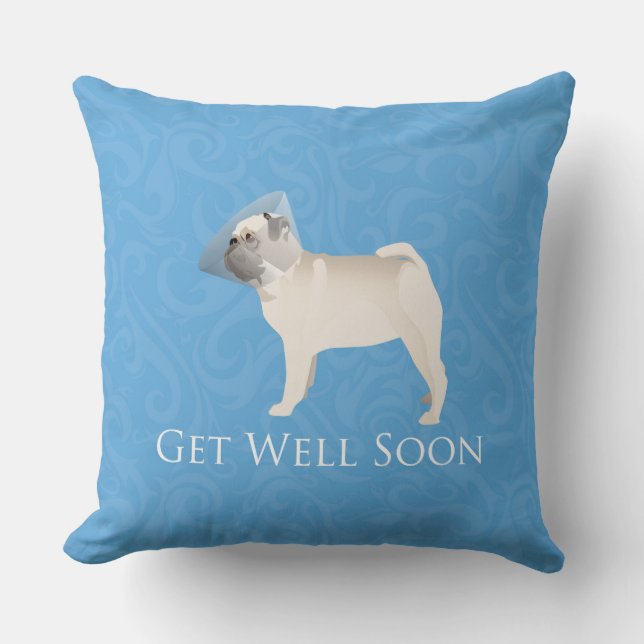 Mops-Silhouette wird bald gut Kissen (Vorderseite)