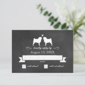 Mops-Silhouetten Hochzeitsrabatt RSVP Karte (Stehend Vorderseite)