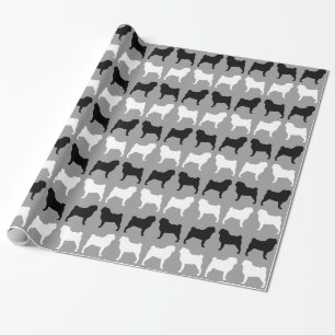 Mops-Silhouetten-Muster Geschenkpapier