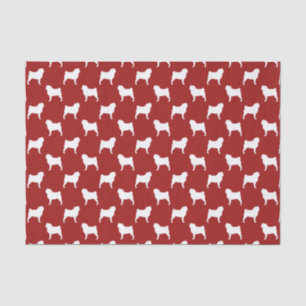 Mops Silhouetten Muster Rot Seidenpapier