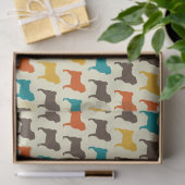Mops-Silhouetten | Retro Colors Dog Breed Pattern Seidenpapier (Geschenk)