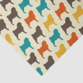 Mops-Silhouetten | Retro Colors Dog Breed Pattern Seidenpapier (Detail)