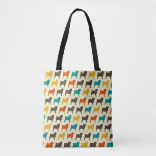 Mops-Silhouetten Retro Colors Dog Breed Pattern Tasche