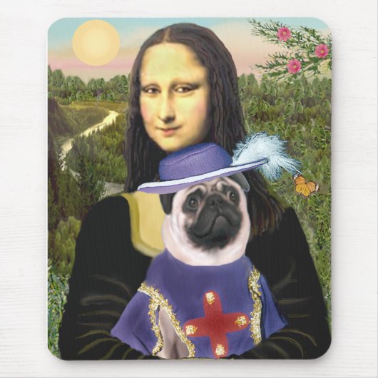 Mops (Sir) - Mona Lisa - Maßgeschneidert Mousepad (Vorne)