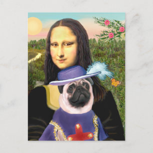 Mops (Sir) - Mona Lisa Postkarte