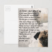 Mops Sister Geem Postkarte (Vorne/Hinten)