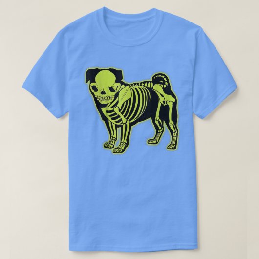 Mops Skeleton Halloween T-Shirt (Design vorne)