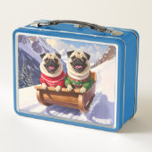 Mops Sled Ride Metal Lunch Box (Rückseite)
