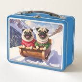 Mops Sled Ride Metal Lunch Box (Vorderseite)