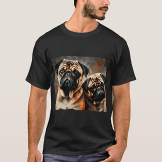 Mops Snack-Zeit - Möpse in Liebe Digitale Ölgemäld T-Shirt