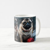 Mops Snowy Sleigh Weihnachtsdekor Kaffeetasse (VorderseiteRechts)