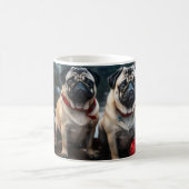 Mops Snowy Sleigh Weihnachtsdekor Kaffeetasse (Mittel)