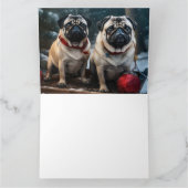 Mops Snowy Sleigh Weihnachtsdekor Karte (Innenseite)