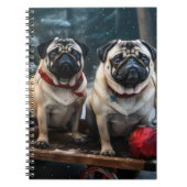Mops Snowy Sleigh Weihnachtsdekor Notizblock (Vorderseite)