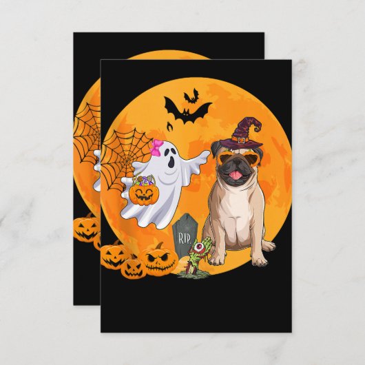 Mops Sonnenbrille Kostüm Hexenwerk Halloween Boo G Einladung (Vorne/Hinten)