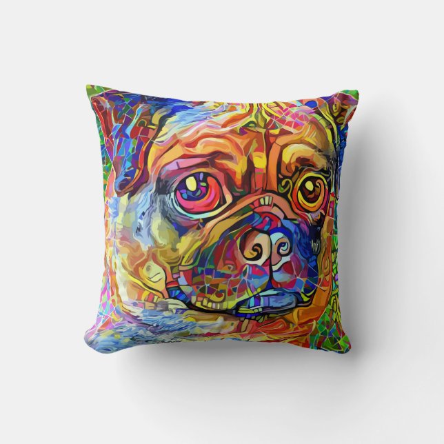 Mops spielende Palette Kissen (Vorderseite)