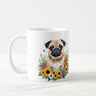 Mops spielerisch Adorable Fun Animal Colorful Geom Kaffeetasse