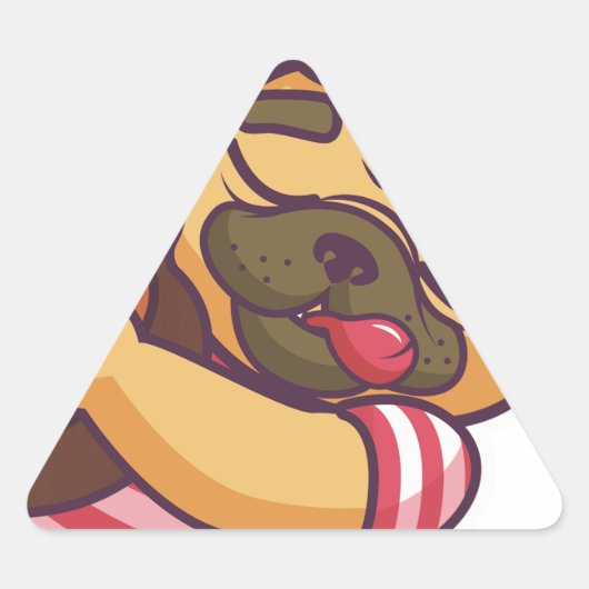 Mops spielt Gitarre Dreieckiger Aufkleber (Vorderseite)