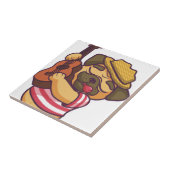 Mops spielt Gitarre Fliese (Seite)