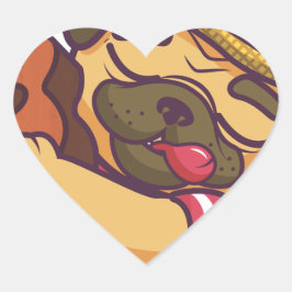 Mops spielt Gitarre Herz-Aufkleber