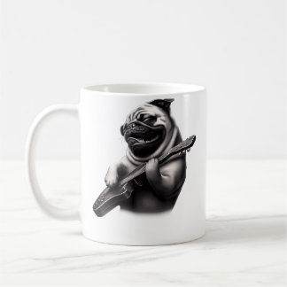 Mops spielt Gitarre - Lustige Rockmusik Gitarre Mo Kaffeetasse