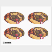 Mops spielt Gitarre Ovaler Aufkleber (Blatt)