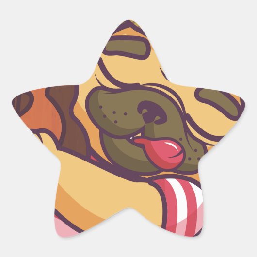 Mops spielt Gitarre Stern-Aufkleber (Vorderseite)