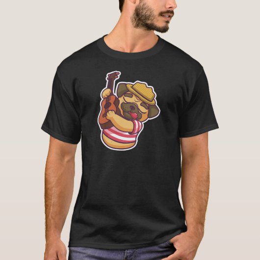 Mops spielt Gitarre T-Shirt (Vorderseite)