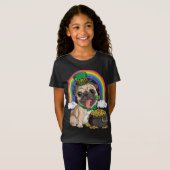 Mops St Patricks Day Boys Kids Men Leprechaun Dog T-Shirt (Vorne ganz)