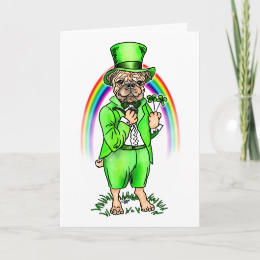 Mops St Patrick's Day Card Karte (Vorderseite)