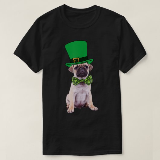 Mops St Patrick's Day Hunde Kostüm Grüner Kobold T-Shirt (Design vorne)