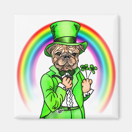 Mops St Patrick's Day Magnet (Vorne)
