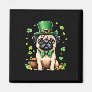 Mops St. Patricks Day Süßer Mops Koboldhut Shamro Magnet