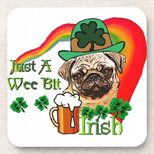 Mops St Patricks Getränkeuntersetzer (Vorderseite)