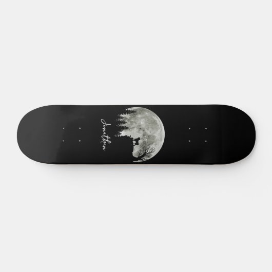 Mops steht auf dem Mond, ein heißer Halloween Skateboard (Horizontal)