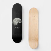 Mops steht auf dem Mond, ein heißer Halloween Skateboard (Vorderseite)