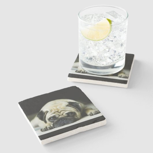 Mops Steinuntersetzer (Seitenansicht)