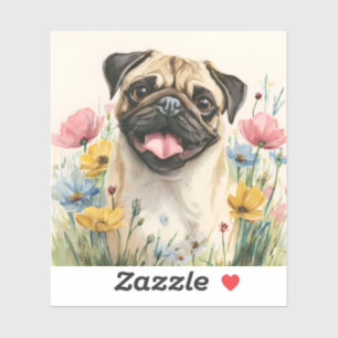 Mops-Sticker – Wasserfarbe Aufkleber