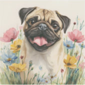 Mops-Sticker – Wasserfarbe Aufkleber (Vorderseite)
