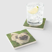 Mops Stone Untersetzer (Seitenansicht)