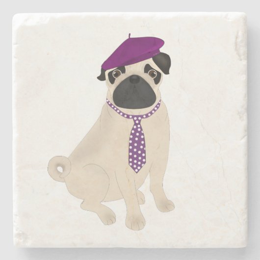 Mops Stone Untersetzer (Vorderseite)