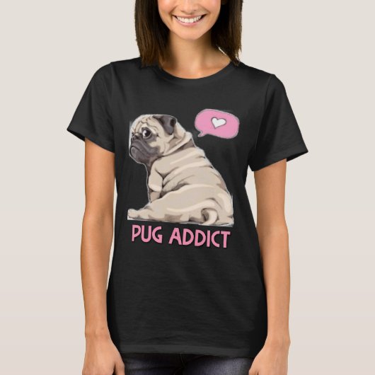 Mops-Süchtiger Klassiker 296 T-Shirt (Vorderseite)