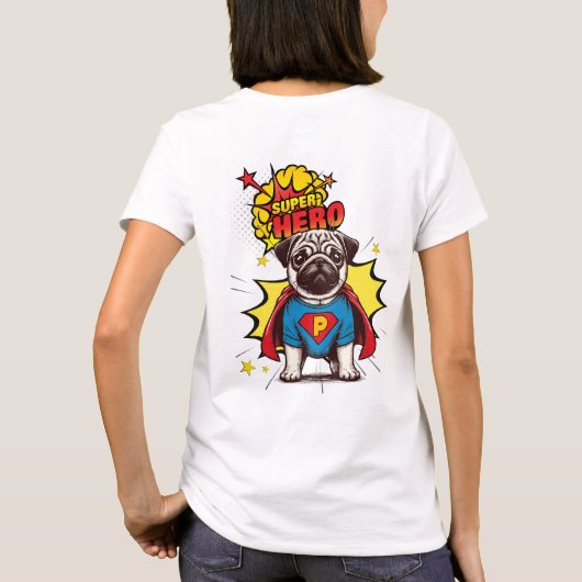 Mops Super Hero T-Shirt (Rückseite)
