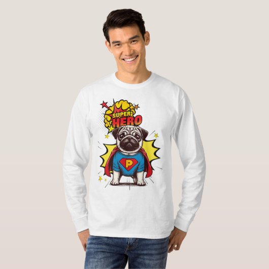 Mops Super Hero T-Shirt (Vorne ganz)