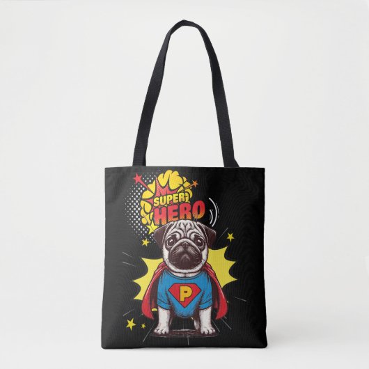 Mops Super Hero Tasche (Vorderseite)
