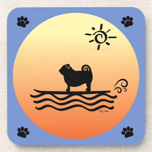 Mops Surf Beverage Coaster Getränkeuntersetzer (Vorderseite)