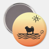 Mops Surf Magnet (Vorderseite/Rückseite)