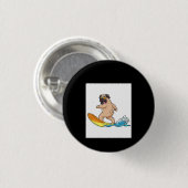Mops Surfbrett Mops mit Brille tragen Button (Vorne & Hinten)