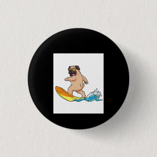 Mops Surfbrett Mops mit Brille tragen Button