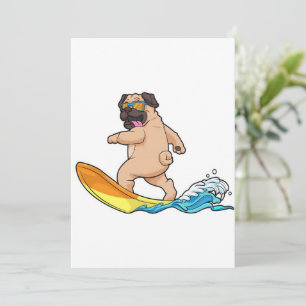 Mops Surfbrett Mops mit Brille tragen Feiertagskarte